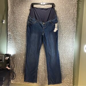 Planet Motherhood Maternity Large Full Panel Straight Jeans Blue Pockets NWT